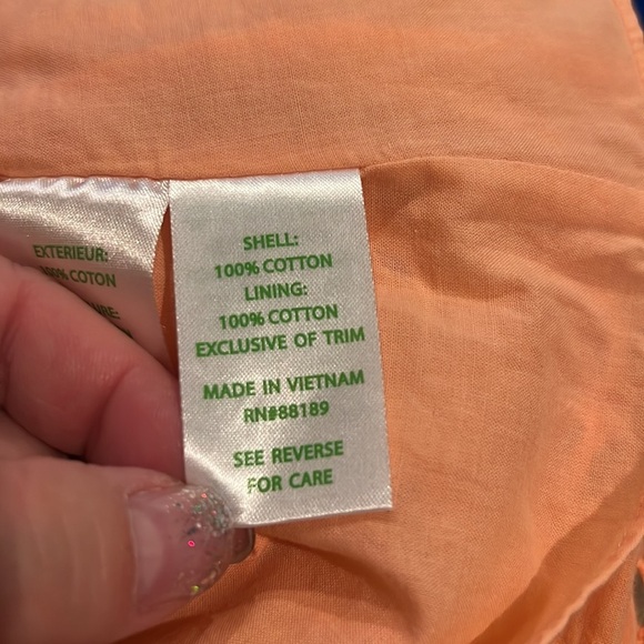 LILLY PULITZER Astara Peach Eyelet Palm Tree Dress w Pom Pom Flutter Sleeves S - Picture 11 of 14